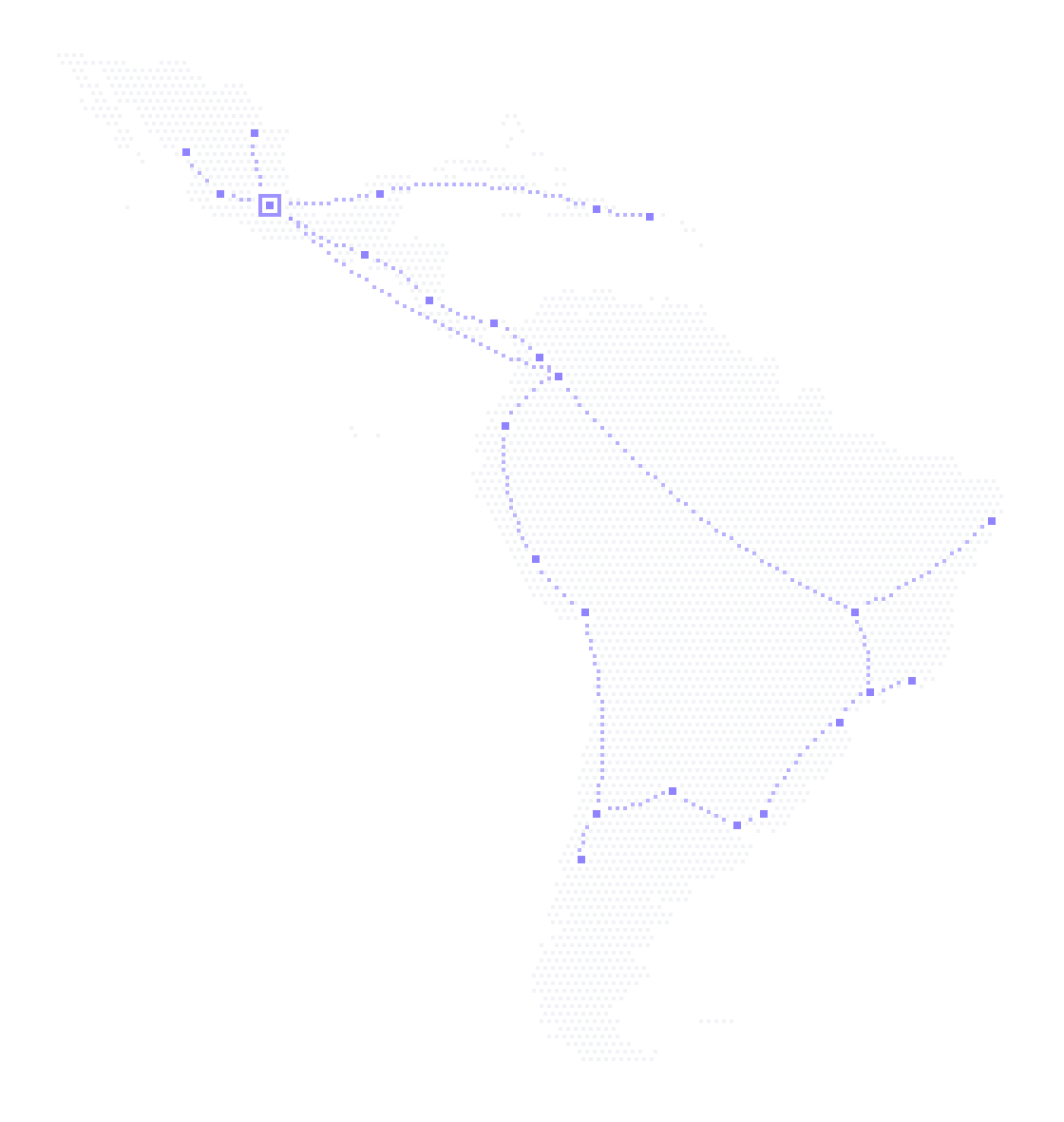 Map of Latin America with partner labs linked on one network.